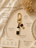 Wine Bottle & Wine Glass Double Charm Keychain for Bags