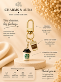 Coffee Lover Duo Charm Keychain – Golden Coffee Cup Set